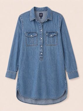 GAP Blue Denim Tunic Button Up Shirt Dress Women’s M
